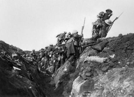 Going 'over the top' at the Battle of the Somme. 